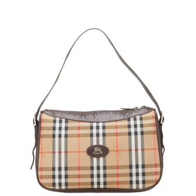 Burberry Nova Check Shadow Horse One-Shoulder Bag in Beige Multicolor Canvas and Leather. Women's.