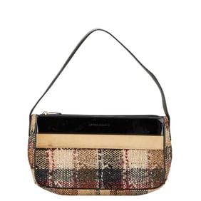 Burberry Check One-Shoulder Bag Handbag in Brown, Black, Multicolor, Tweed, Suede, and Patent
