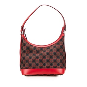 Salvatore Ferragamo Gancini One-Shoulder Bag in Black and Red Canvas Leather for Women