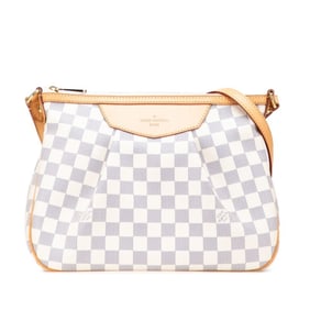Louis Vuitton Damier Azur Syracuse PM Crossbody Shoulder Bag N41113 White Leather Women's LOUIS