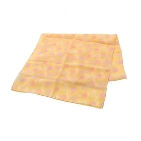CHANEL Coco Mark Flower Scarf, Silk, Women's, Yellow, Multicolor