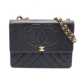 CHANEL Deca Matelasse Single Flap Shoulder Bag in Lambskin Leather, Black
