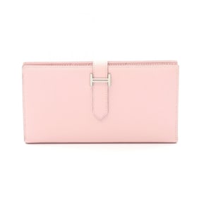 Hermes Hermès Bearn Soufflet Bi-fold Long Wallet, Leather, Chevre, Women's, Pink