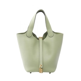 Hermes Hermès Picotin Lock PM handbag in Taurillon Clemence leather, green for women.