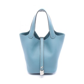 Hermes Hermès Picotin Lock PM handbag in Taurillon Clemence leather, blue.