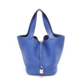 Hermes Hermès Picotin Lock MM handbag in Taurillon Clemence leather, blue.