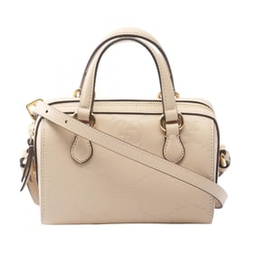 Gucci GG Super Mini Handbag, Leather, Women's, Beige, 790130