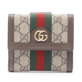Gucci Ophidia GG French Flap Wallet, Sherry Line, Double-Hook Leather and Coated Canvas, Women's,