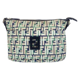 FENDI Zucca pattern FF logo green, pink, and navy canvas crossbody shoulder bag/messenger bag for