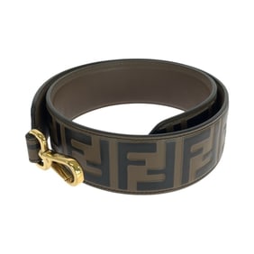 FENDI Strap You FF logo brown leather shoulder strap with gold hardware for women