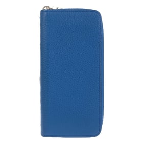 LOUIS VUITTON Taurillon Leather Zippy Wallet, Vertical, Blue, M58411, Men's Long Wallet with Round