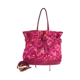 LOUIS VUITTON Ikat Flower Noefull MM Rose Indigo Pink with Gold Hardware, Nylon and Leather Tote Bag