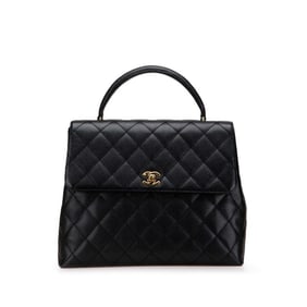 CHANEL Matelasse Coco Mark Handbag in Black Caviar Skin for Women