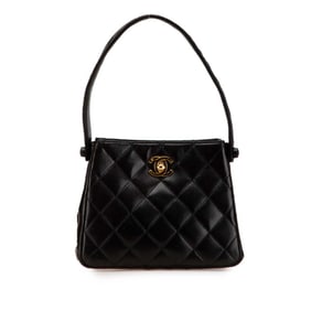 CHANEL Matelasse Coco Mark Mini Handbag in Black Lambskin for Women