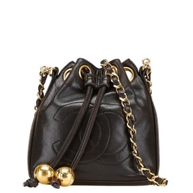 Chanel Coco Mark Chain Shoulder Bag in Black Lambskin for Women