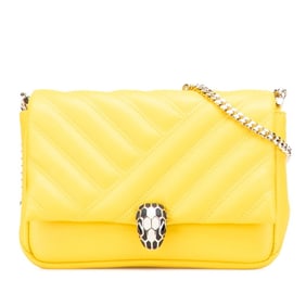 BVLGARI Serpenti Chain Shoulder Bag in Yellow Leather for Women