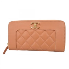 Chanel Mademoiselle Lambskin Long Wallet, Pink, Women's