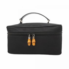 Gucci Bamboo Vanity Bag 032 1956 0150 Nylon Black Women's