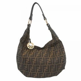 Fendi Zucca Nylon Canvas Shoulder Bag, Brown, Women's