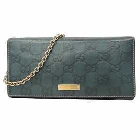 Gucci long wallet Guccissima 170426 leather blue champagne for women