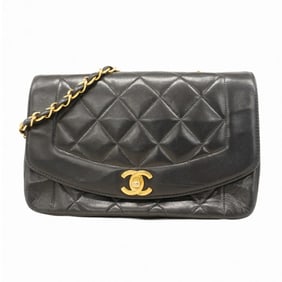 Chanel Diana Shoulder Bag, Chain Lambskin, Black, Women's
