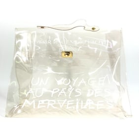 HERMES Vinyl Kelly Tote Bag, Handbag, Vinyl, Women's, Clear