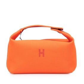 Hermes Hermès Bride A Black GM Handbag in Orange Canvas for Women