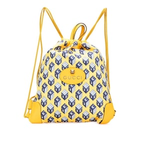 Gucci Drawstring Cube Backpack/Knapsack 473872 Yellow/Blue Nylon/Leather Women's GUCCI