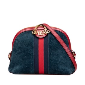 Gucci Ophidia Sherry Line Crossbody Shoulder Bag 499621 in Red and Blue Suede Leather for Women