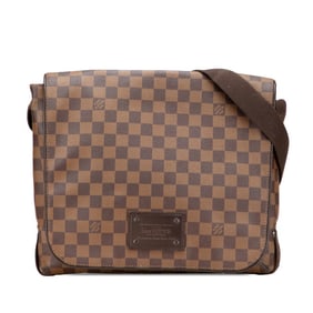 Louis Vuitton Damier Brooklyn MM Crossbody Shoulder Bag N51211 Brown Leather Women's LOUIS VUITTON