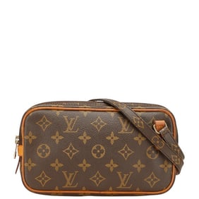 Louis Vuitton Monogram Marly Bandouliere Pochette, Crossbody Shoulder Bag, M51828, Brown Leather,