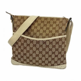 Gucci Shoulder Bag GG Canvas 145857 Leather Brown Beige Women's