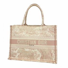 Christian Dior Book Tote Canvas Bag, Pink and White, Women's