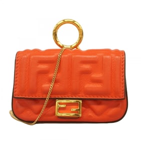 Fendi Nano Bucket Leather Shoulder Bag, Orange, Women's