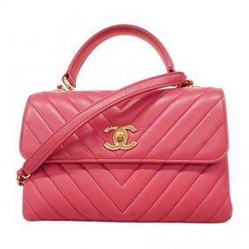 Chanel handbag with V-stitched chain shoulder strap, lambskin, pink and champagne, 2-way bag for