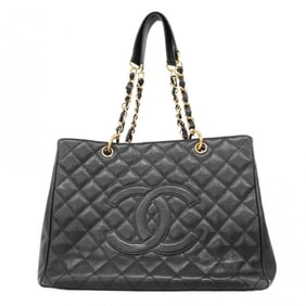 Chanel Matelasse Shoulder Bag with Chain, Caviar Skin, Black, Women's