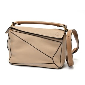 LOEWE Puzzle Bag, Small Shoulder A510S21X67, Calfskin, Greige, K-159156