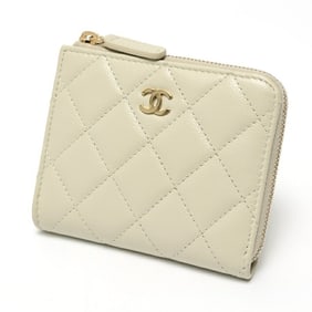 Chanel L-Shaped Fragment Case Compact Wallet AP3999 Caviar Leather Light Gray S-159175