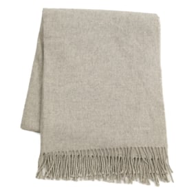 HERMES Cashmere Fringe Scarf, Gray, Women's