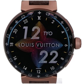 LOUIS VUITTON Men's Tambour Horizon Light-Up Smartwatch (QAD02A) in Excellent Condition, Matte Brown