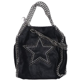 STELLA McCARTNEY 371223 W9898 Star Studs Falabella Mini 2-Way Chain Shoulder Tote Bag in Black