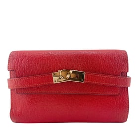 HERMES Kelly Wallet Medium Compact 2017 Bifold Red Women's