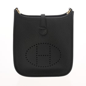 HERMES Evelyn TPM Black W Stamp (circa 2024) Women's Taurillon Clemence Leather Shoulder Bag, Unused