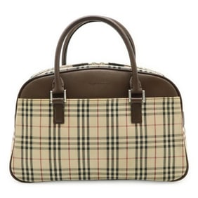 BURBERRY Nova Check handbag in nylon canvas and leather beige, brown, burgundy.
