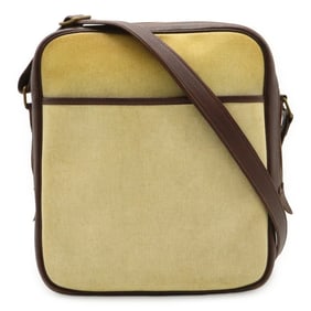 HERMES Victoria Shoulder Bag in Taurillon Clemence Leather, Beige and Dark Brown