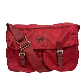 PRADA B1738 Red Shoulder Bag Women's
