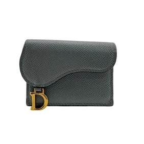 Christian Dior Saddle Compact Wallet Trifold Blue Women's