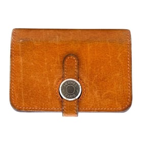 HERMES Dogon card case wallet orange unisex