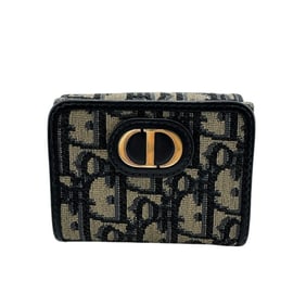 Christian Dior Plate Trotter Trifold Wallet Navy Women's