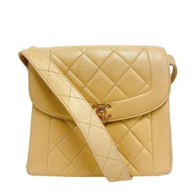 CHANEL Diana Flap Turnlock No. 5 Matelasse Handbag Beige Women's